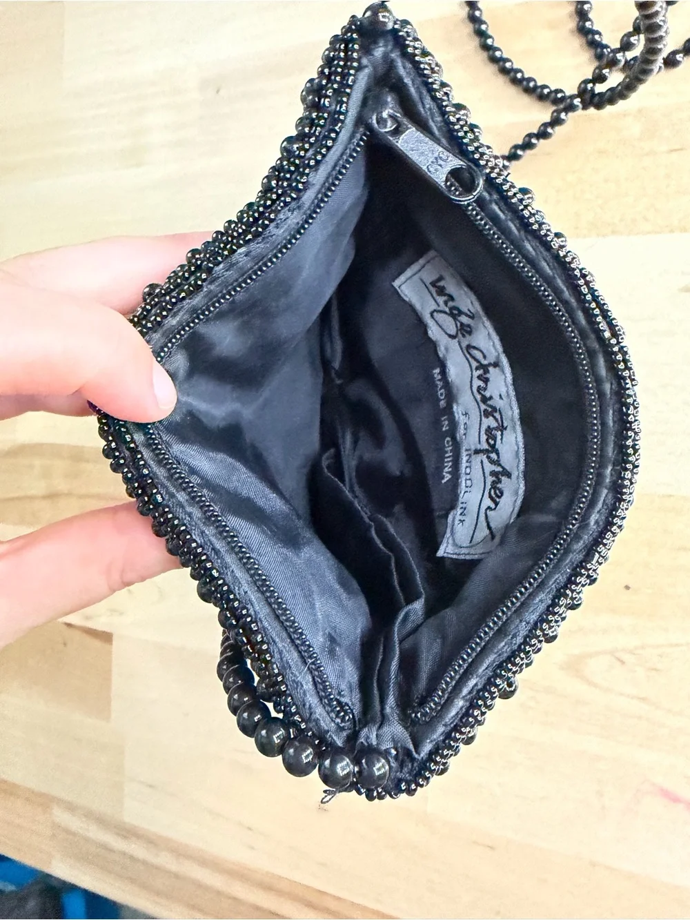 Vintage Inge Christopher Black Beaded Evening Bag